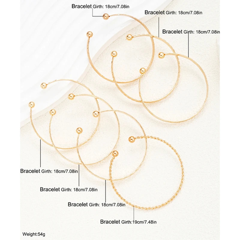 7 Pcs/Set Punk Gold Color Bracelets for Women